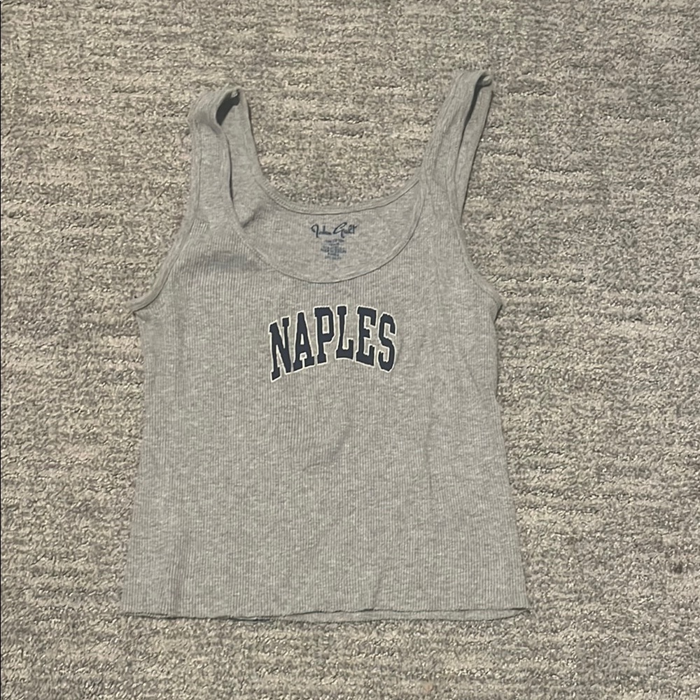 Brandy Melville Gray“Naples”Fitted Crop Tank Top
